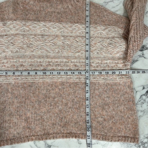 AEO blush pink ribbed turtleneck sweater wool blend medium - Picture 6 of 9